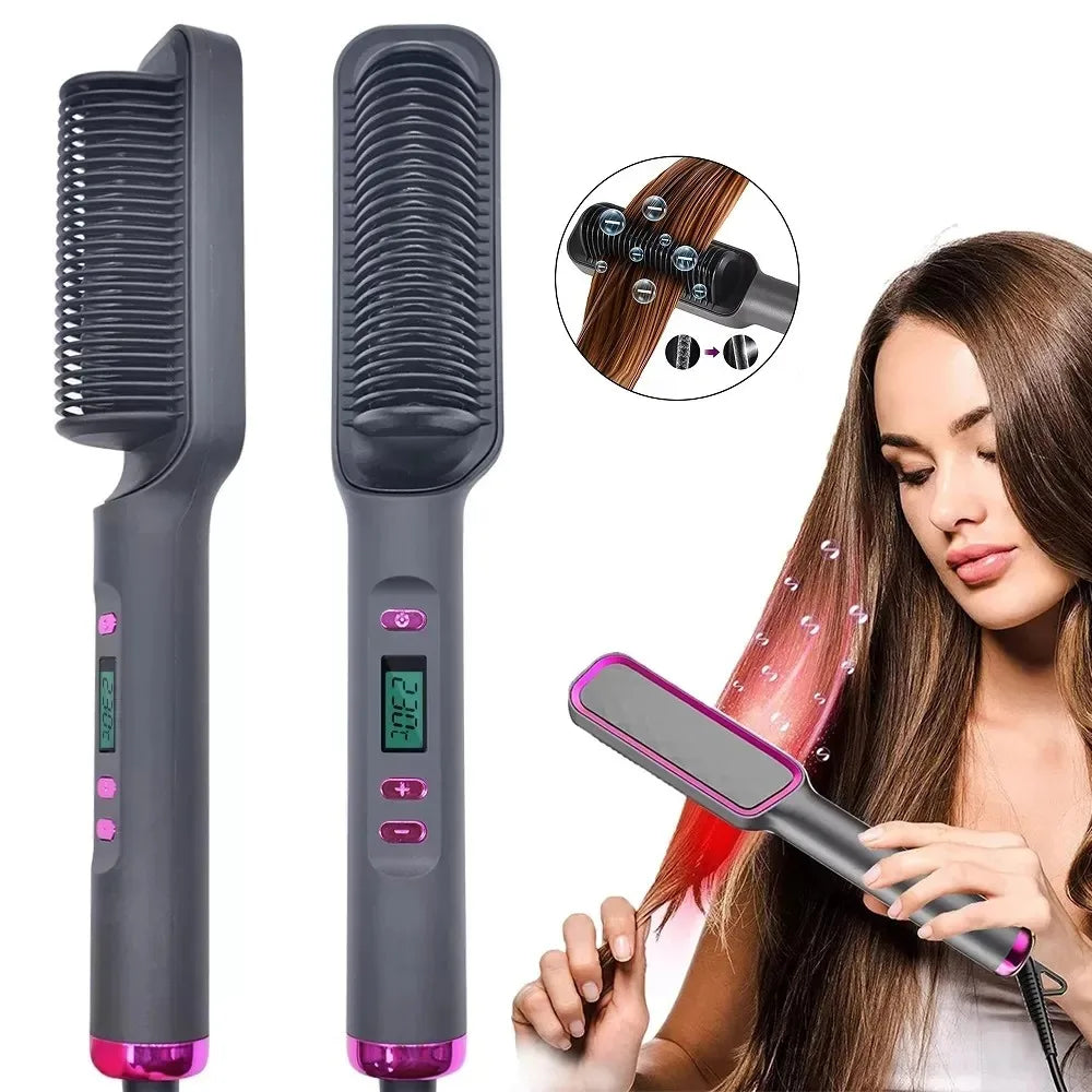 Pieptene Electric de Îndreptat Părul – Portabil, Reîncărcabil USB
